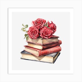 Roses On Books 2 Art Print