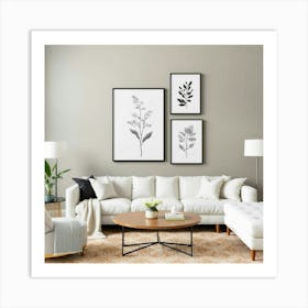 Grey And White Living Room Art Print