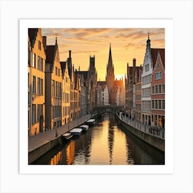 Bruges, Brussels Cubism Style Art Print