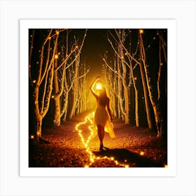 Girl In A Forest Art Print