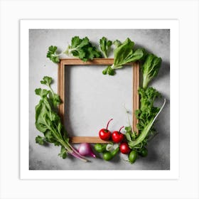 Fresh Vegetables In A Wooden Frame Art Print