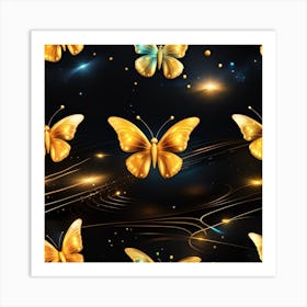 Golden Butterflies 12 Art Print