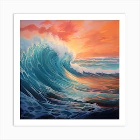 Ocean Wave At Sunset Art Print