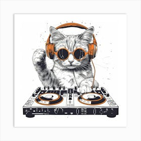 Dj Cat 6 Art Print