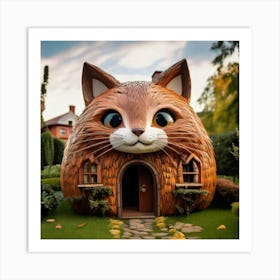 Firefly Whimsical Cat Shaped House With Playful Charm 15427 (2) Art Print