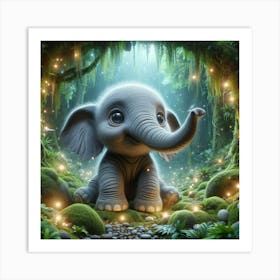 Little Elephant In The Forest Art Print