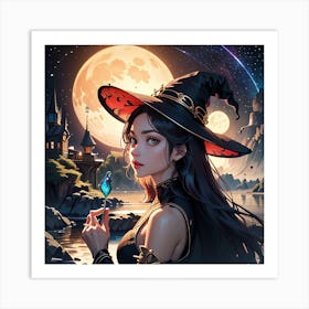 Witch In The Moonlight 1 Art Print