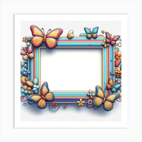 Colorful Frame With Butterflies Art Print