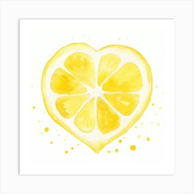 Heart Lemon Watercolor Painting Art Print