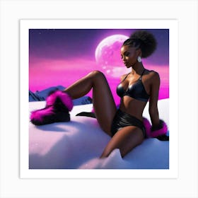 Black Woman In Snow Art Print