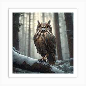 Owl In The Woods 50 Art Print