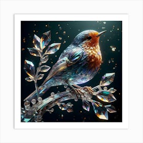 Bird in Glass Art: Elegant Nature-Inspired Wall Decor Art Print