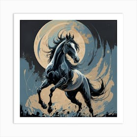 Horse In The Moonlight 1 Art Print