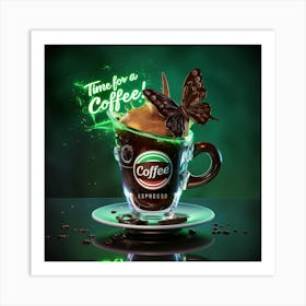 Neon Espresso Delight A 3d Coffee Experience (1) Art Print