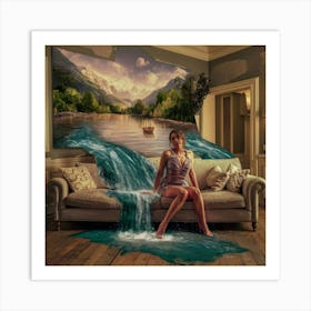 Woman In A Living Room Art Print