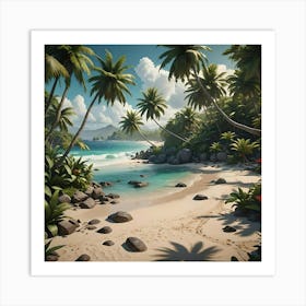 Sunny Ocean Beach Art Print