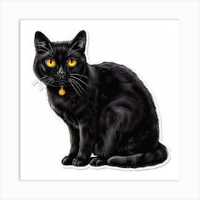 Black Cat With Yellow Eyes Art Print