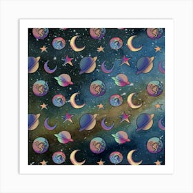 Galaxy Moon Art Print Art Print