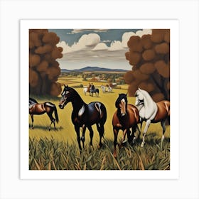 Horses In The Field 12 Art Print