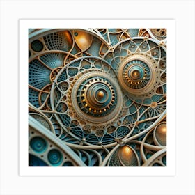 An intricate, detailed illustration of a complex mechanical structure. Art Print