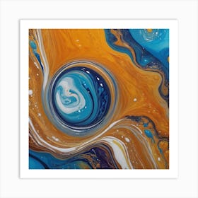 Blue Circle Of Hope Abstract Painting Art Print