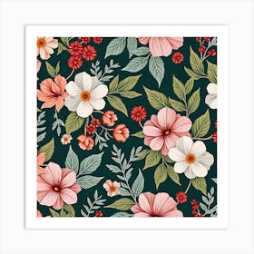 Floral Seamless Pattern Art Print