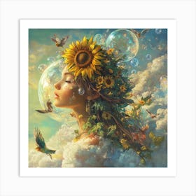 Sunflower Girl Art Print