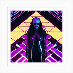 Woman In A Futuristic Outfit Art Print