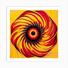 Abstract Flower Yellow And Red Art Print