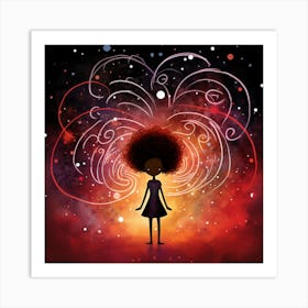 Afro Girl In Space 2 Art Print