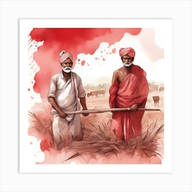 Two Indian Men In A Field 1 Art Print