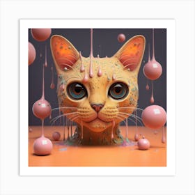 Cat With Bubbles Art Print