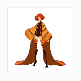 Girl In A Cloak Art Print