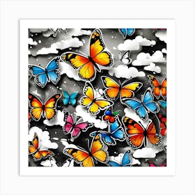 Colorful Butterflies In The Sky 10 Art Print