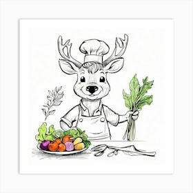 Chef Deer 15 Art Print