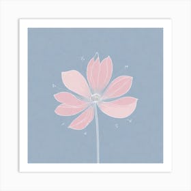 A White And Pink Flower In Minimalist Style Square Composition 222 Art Print