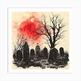 Halloween Graveyard Art Print