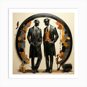 Men's Silhouettes, Deco Art Art Print