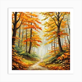 Forest In Autumn In Minimalist Style Square Composition 151 Art Print