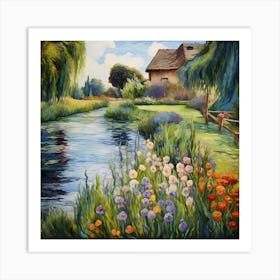 Canvas Cascade: Monet's Serene Riverside Art Print
