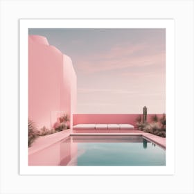 Pink Luxor pool scene Art Print
