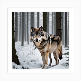 Wolf In The Woods 15 Art Print