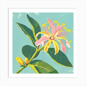 Bergamot 3 Square Flower Illustration Art Print