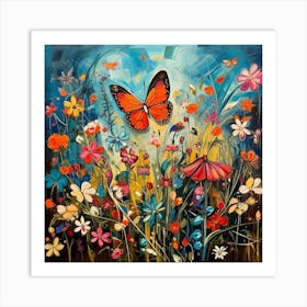 Butterfly In The Meadow 1 Art Print