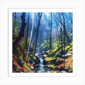 Stream In The Woods Art Print