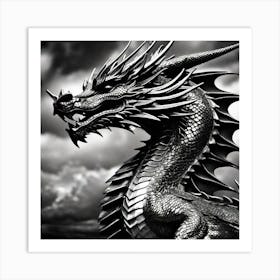 Black And White Dragon 1 Art Print
