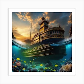 Ship In The Sea Art Print