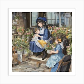 mother and girl Art Print