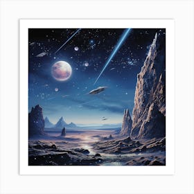 Spaceships In The Sky 1 Art Print