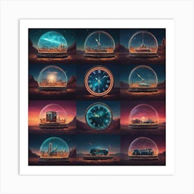 Space Globes Art Print